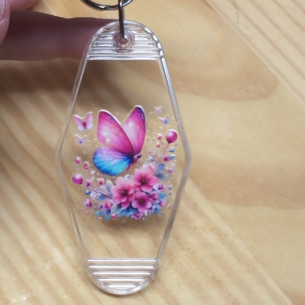 Butterfly and Flowers Keychain